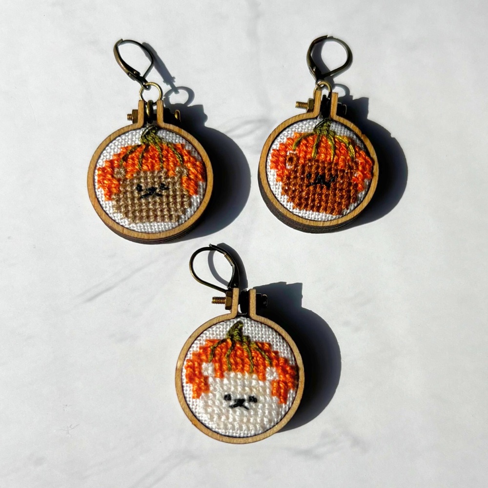 Handcrafted Pumpkin Head Bear Embroidery Charms HP - Picture 3 of 8